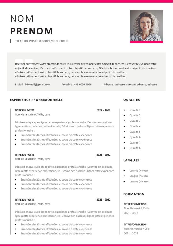 Modèle CV senior format Word - page 1