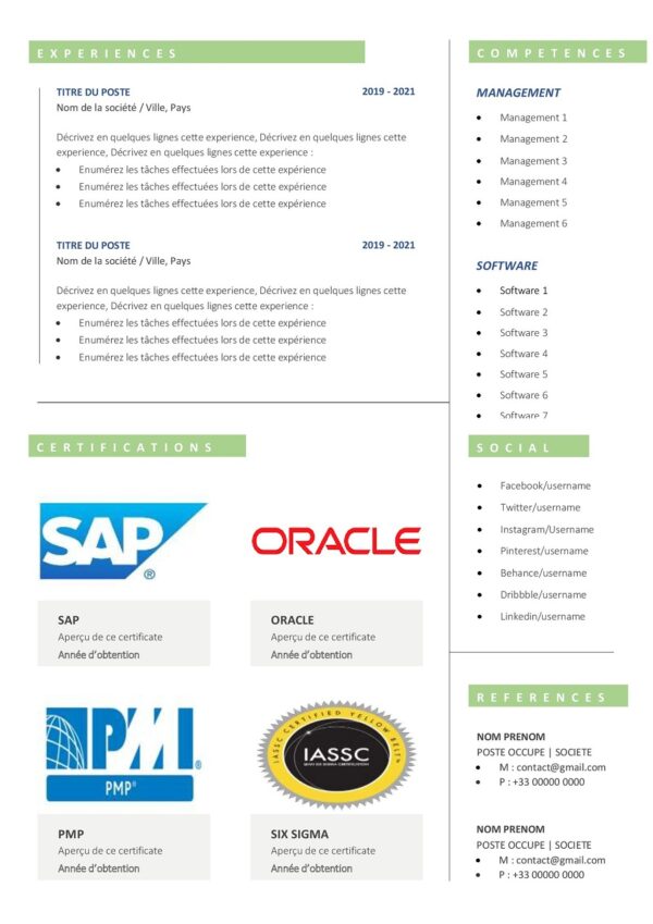 Exemple de CV sur 2 pages - CV avec certifications