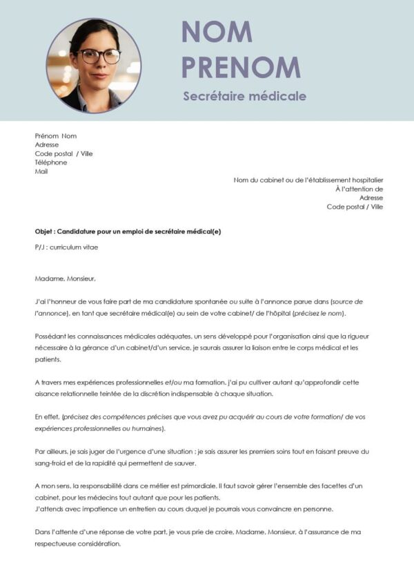 lettre de motivation secrétaire médicale à télécharger