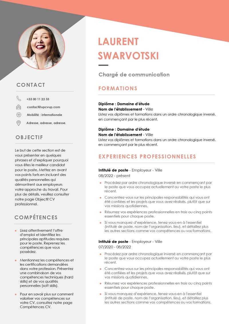 Modèle de CV professionnel personnalisable
