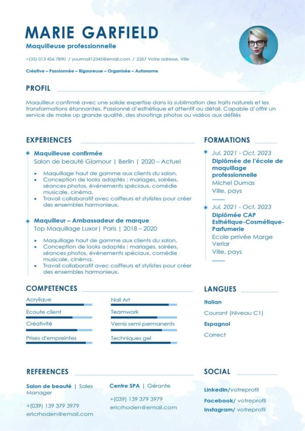 CV maquilleuse professionnelle format Word